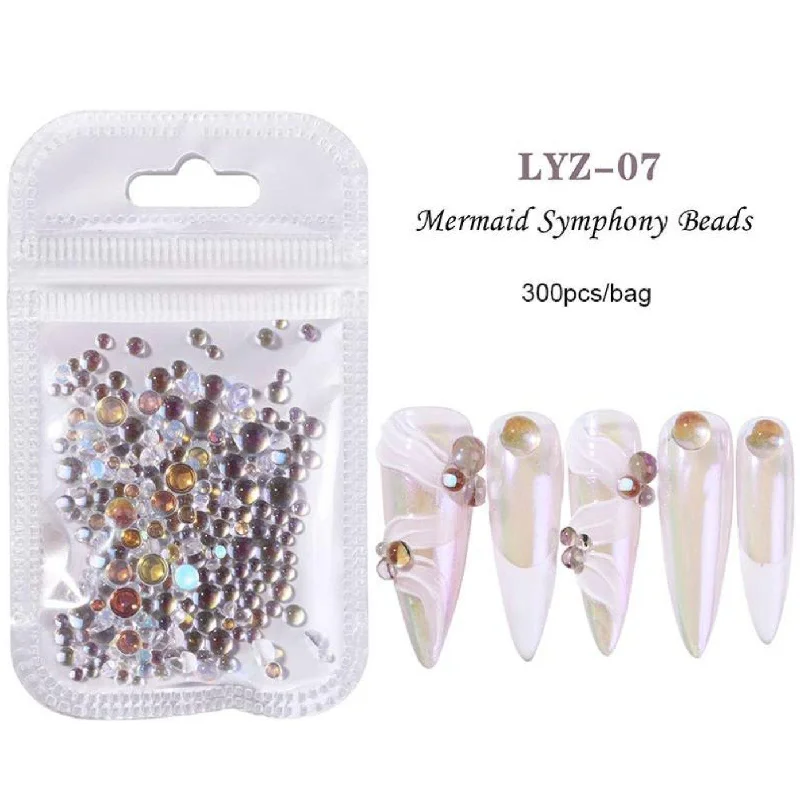 Nail rhinestone soft peel-Half Round Mermaid Pearl Rhinestones #7