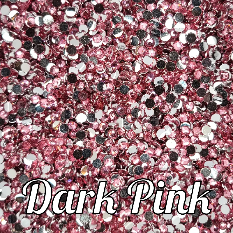 Nail rhinestone bit nails-Dark Pink Resin Rhinestones