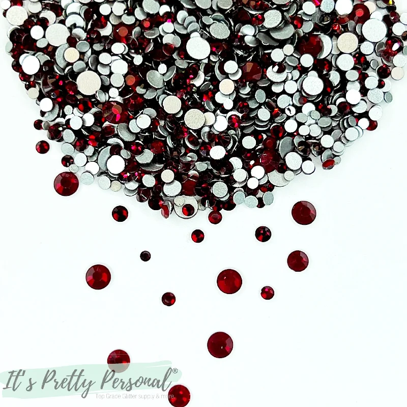 Nail rhinestone twist French-Mix #16- "Ruby Red" - Glass Rhinestones (~2880 stones per bag! SS3-SS20 mix)