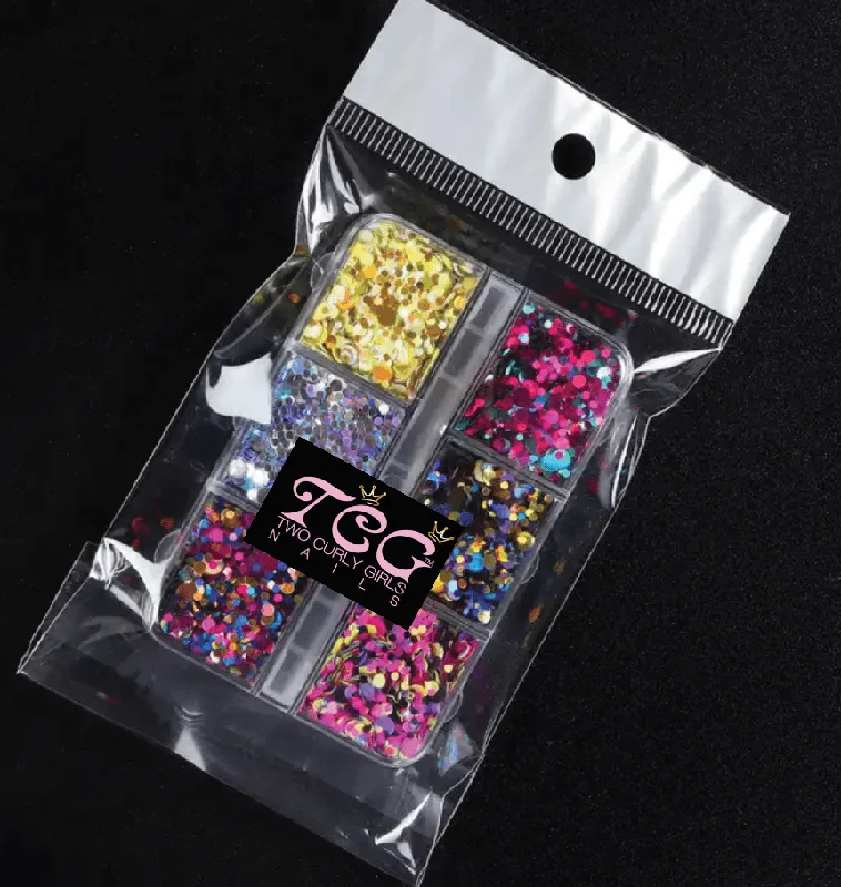 Nail rhinestone roam vibes-Multi Coloured Macaroon Glitter Pack