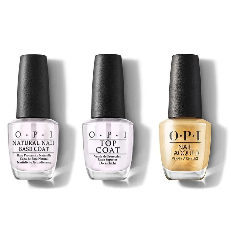 nail polish prairie bloom-OPI - Nail Lacquer Combo - Base, Top & This Gold Sleighs Me 0.5 oz - #HRM05