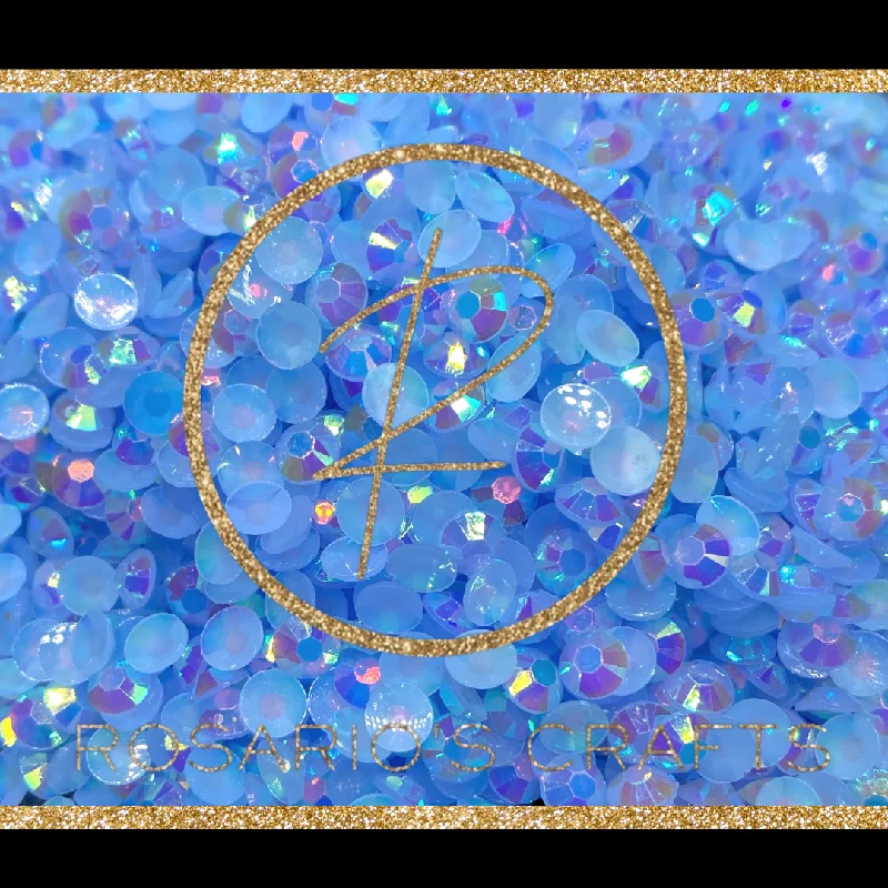 Nail rhinestone kaleidoscope hues-LIGHT SAPPHIRE AB JELLY RESIN FLATBACK RHINESTONES