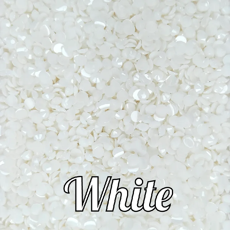 Nail rhinestone shift vibes-Chalk White Resin Rhinestones