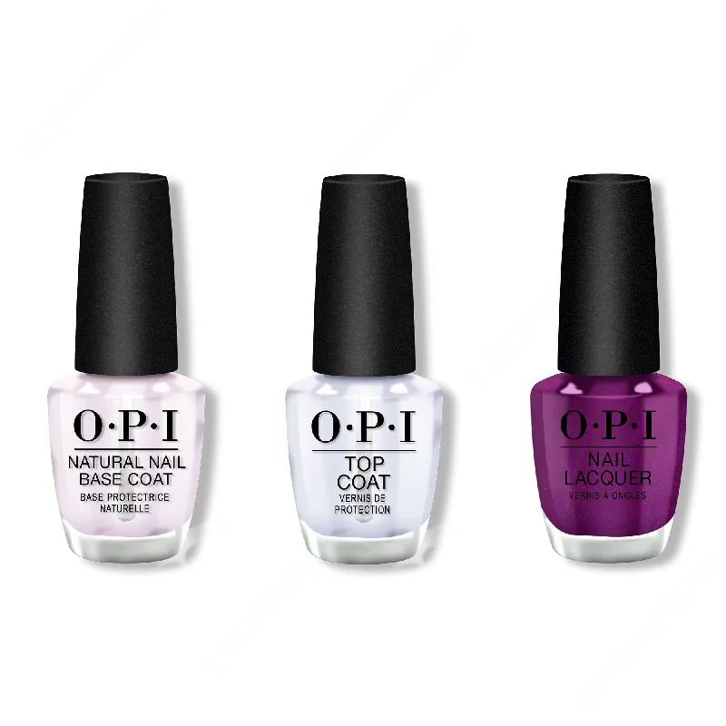 nail polish pear bite-OPI - Nail Lacquer Combo - Base, Top & Let's Take An Elfie 0.5 oz - #HRM09