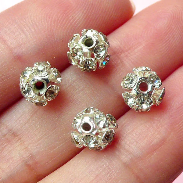 Nail rhinestone peak style-CLEARANCE Clear Rhinestones Beads / Round Rhinestones Cabochon with Hole (4 pcs) (6mm) RHE062