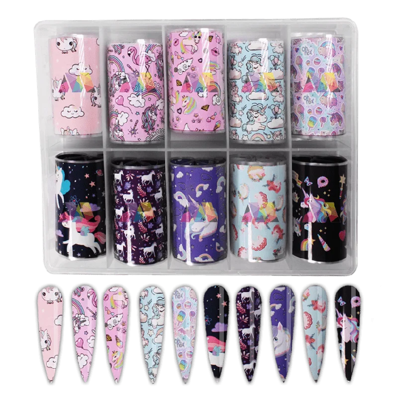 Nail art decoration grounding-Foil Case - Unicorns