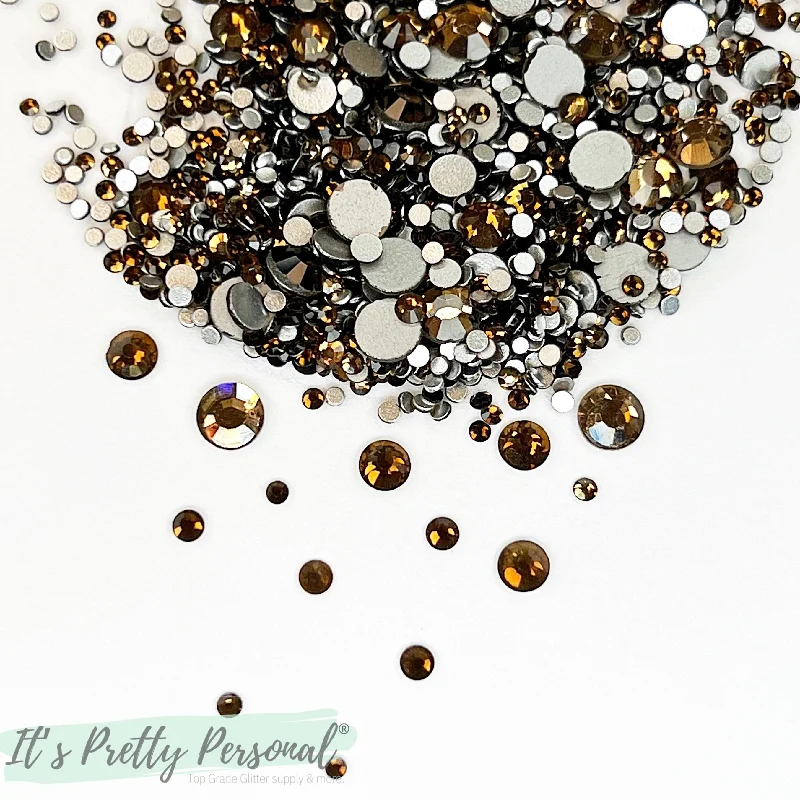 Nail rhinestone blaze glamour-Mix #40- "Chocolate Brown"- Glass Rhinestones (~2880 stones per bag! SS3-SS20 mix)