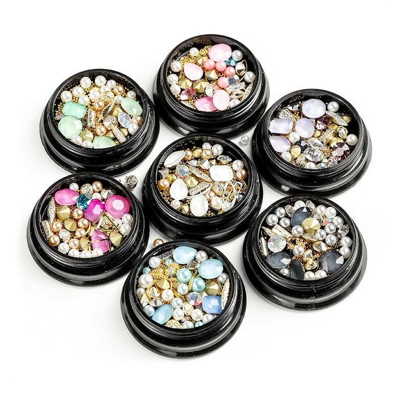 Nail rhinestone leaf hues-Pastel Gems Pearls Metal Embellishments