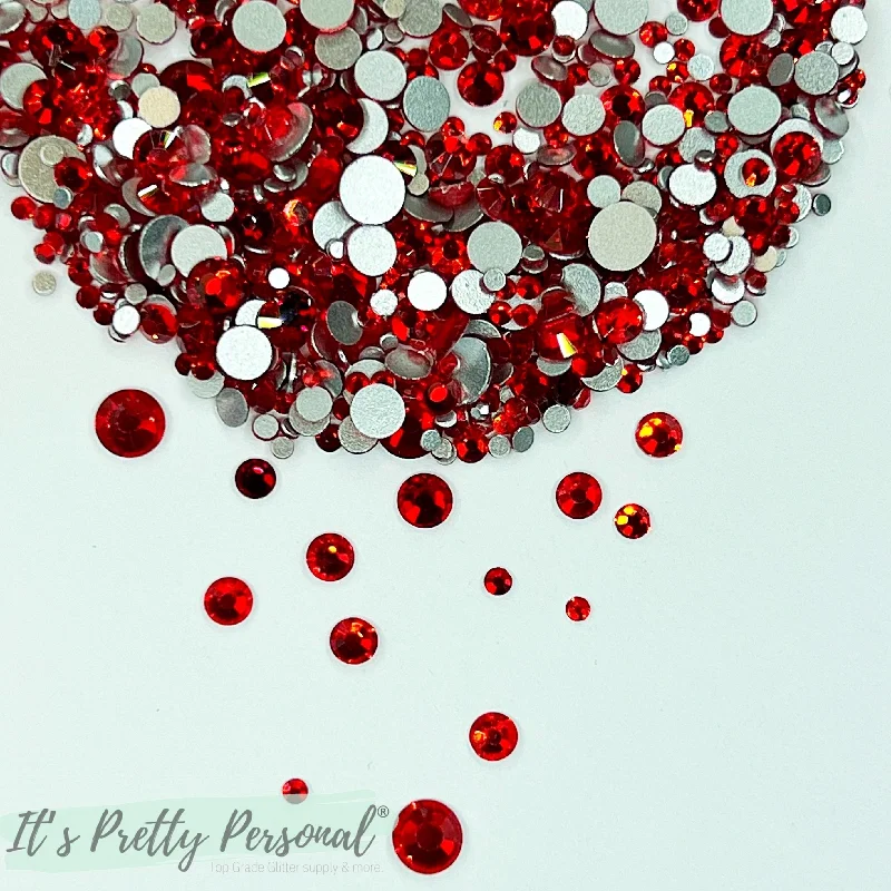 Nail rhinestone tone sync-Mix #15- "True Red" - Glass Rhinestones (~2880 stones per bag! SS3-SS20 mix)