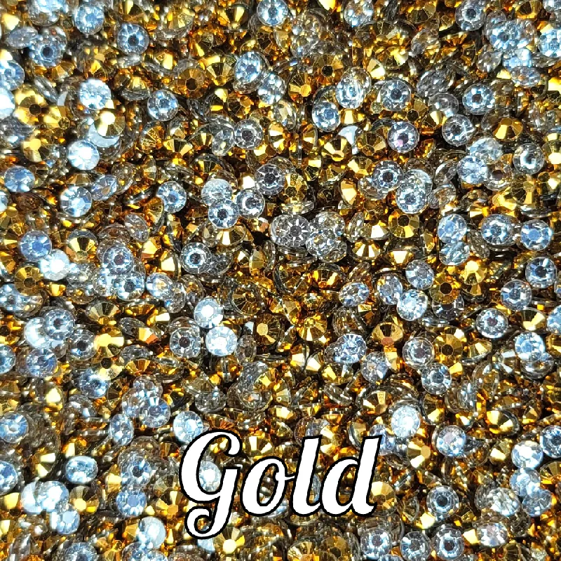 Nail rhinestone bloom themes-Gold Resin Rhinestones