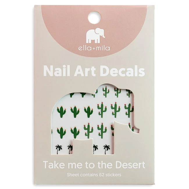 nail polish pillar white-ella+mila -  Nail Art Decal - Take me to the Desert - Cactus + Palm Tree + Sunflower