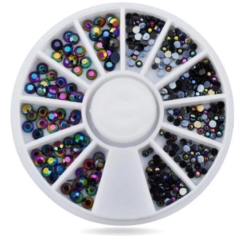 Nail rhinestone spark flair-Black AB Colour Rhinestone Wheel