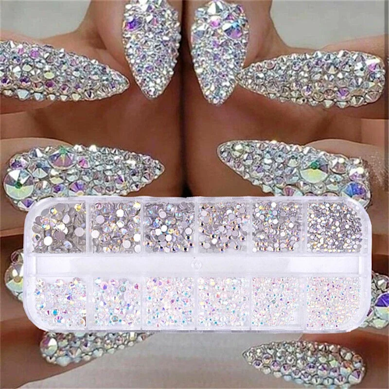 Nail rhinestone stick tricks-Decoration 3D Nail Art Rhinestones Tray