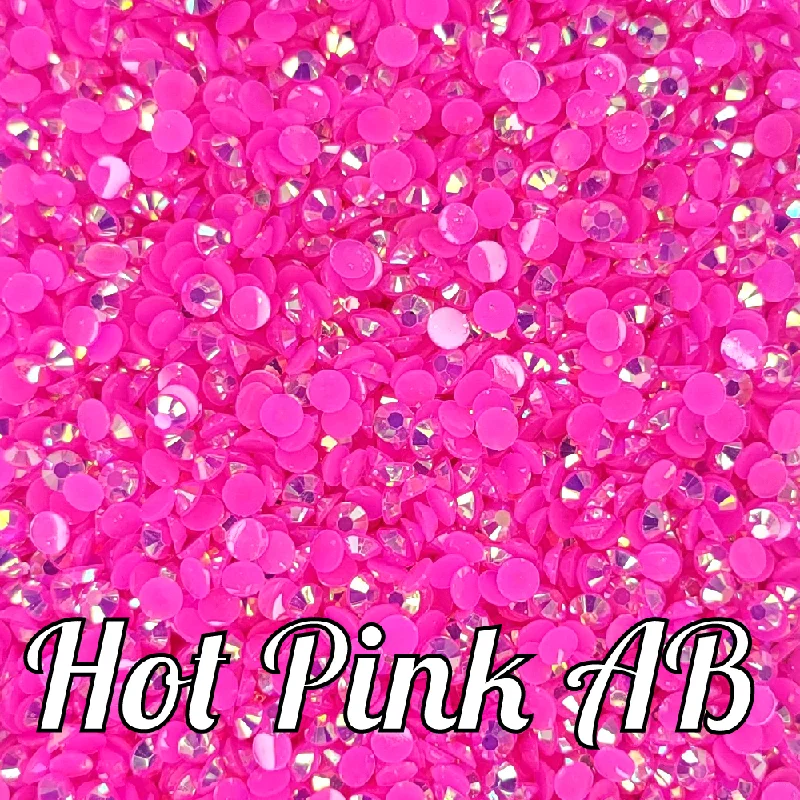 Nail rhinestone rare labels-Hot Pink AB Jelly Rhinestones