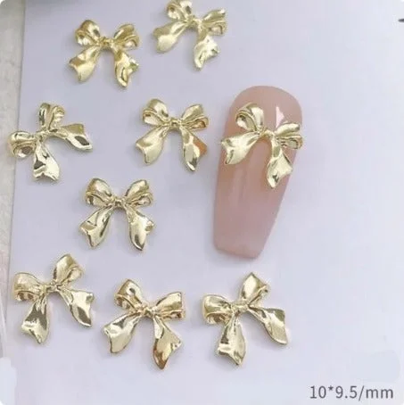 Nail rhinestone breeze glow-Bows Metallic Gold Charms Nail Art Decoration 1pcs