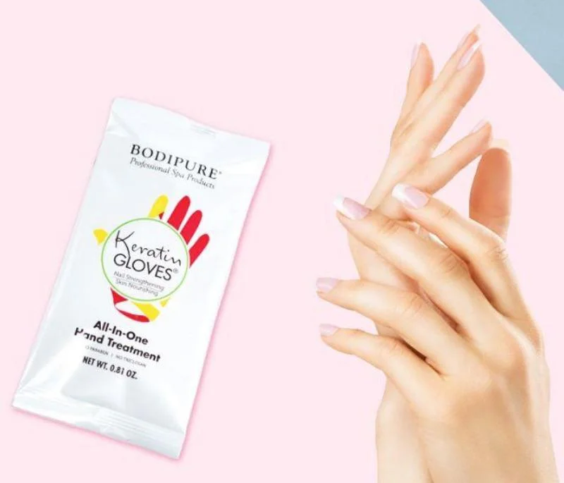 nail repair for nail toughness boost-Keratin Gloves Natural Moisturising Hands Treatment - Bodipure white sachet