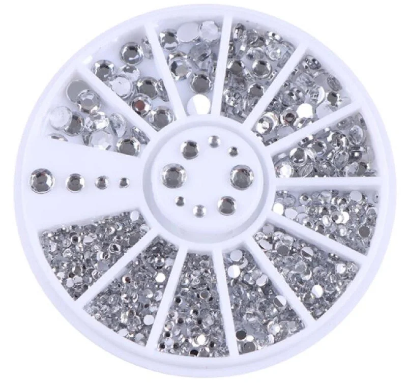 Nail rhinestone clutch items-Clear Crystal Rhinestone Wheel