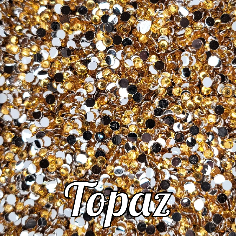 Nail rhinestone zap style-Topaz Resin Rhinestones