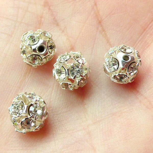 Nail rhinestone ramp art-Clear Rhinestones Beads / Round Rhinestones Cabochon with Hole (4 pcs) (8mm) RHE063