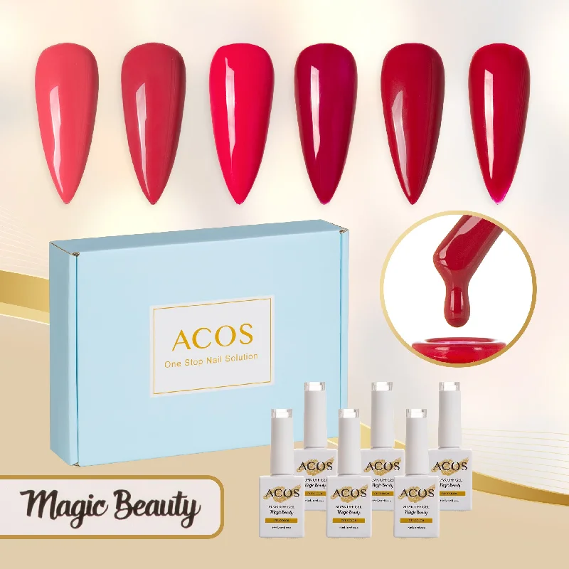 Nail art decoration stop-ACOS Gel Polish 6pcs Set (Red Colour )