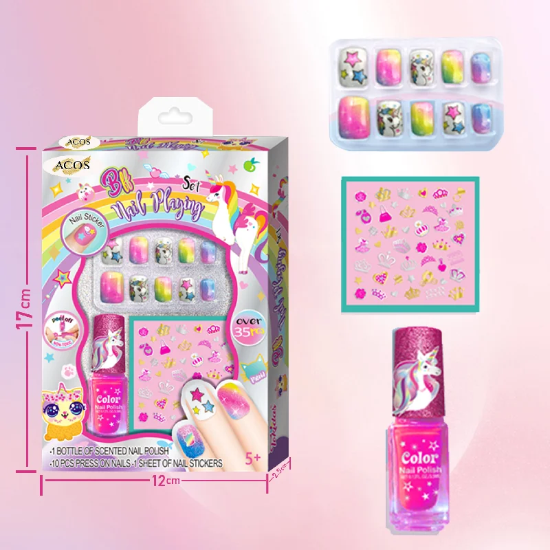 Nail art decoration subtle hints-Kids Nail Kits with Beauty Fun Nail Playing Set #002