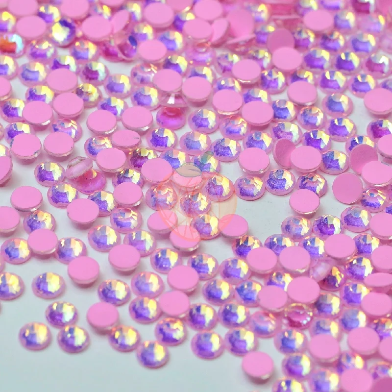 Nail rhinestone pick shops-Luminous Pink Opal Glass Rhinestones