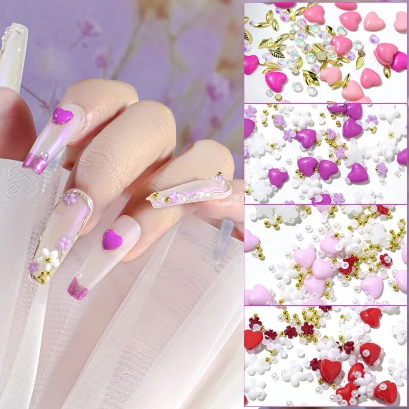 Nail rhinestone knot symbols-3D Love Hearts and Flowers Nail Art Decoration