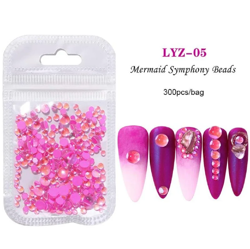 Nail rhinestone flash boost-Half Round Mermaid Pearl Rhinestones #5