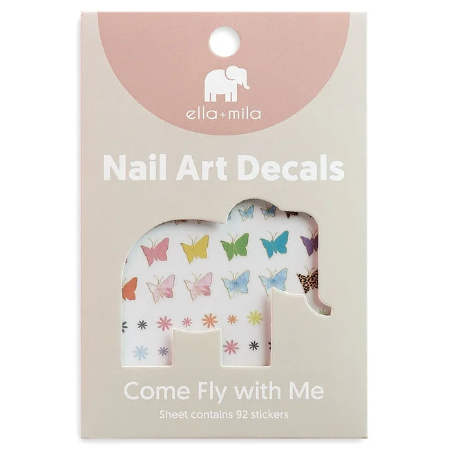 nail polish legend key-ella+mila -  Nail Art Decal - Come Fly With Me - Butterflies + Flowers