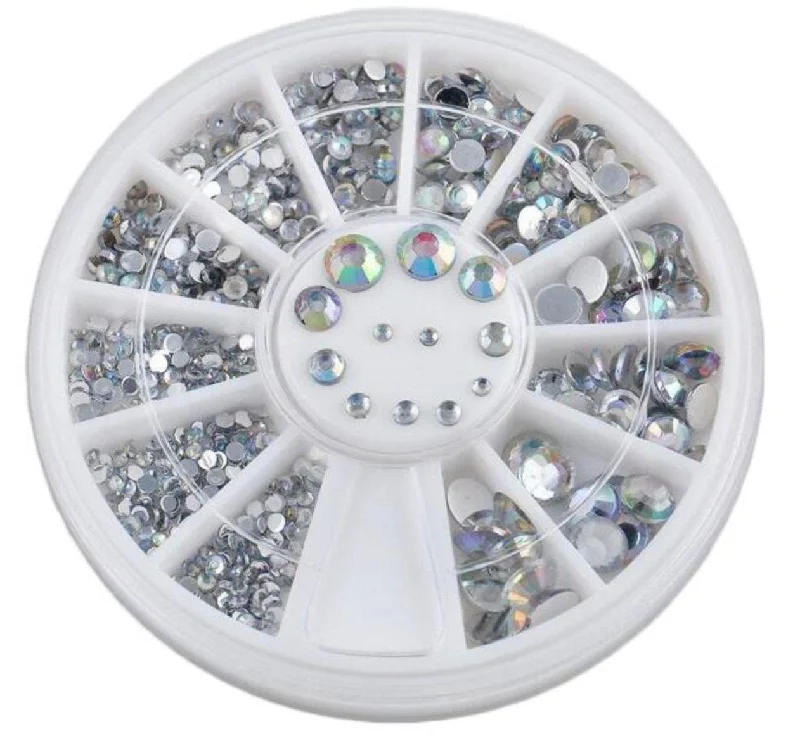 Nail rhinestone open tips-AB Colour Rhinestone Wheel