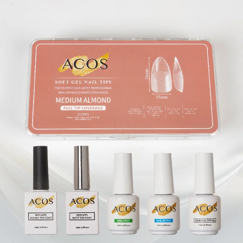 Nail art decoration flashback-ACOS Soft Gel Press On Nail Kit (5 bottles)