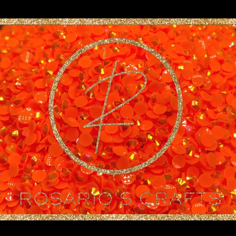 Nail rhinestone faint tones-NEON ORANGE AB JELLY RESIN FLATBACK RHINESTONES