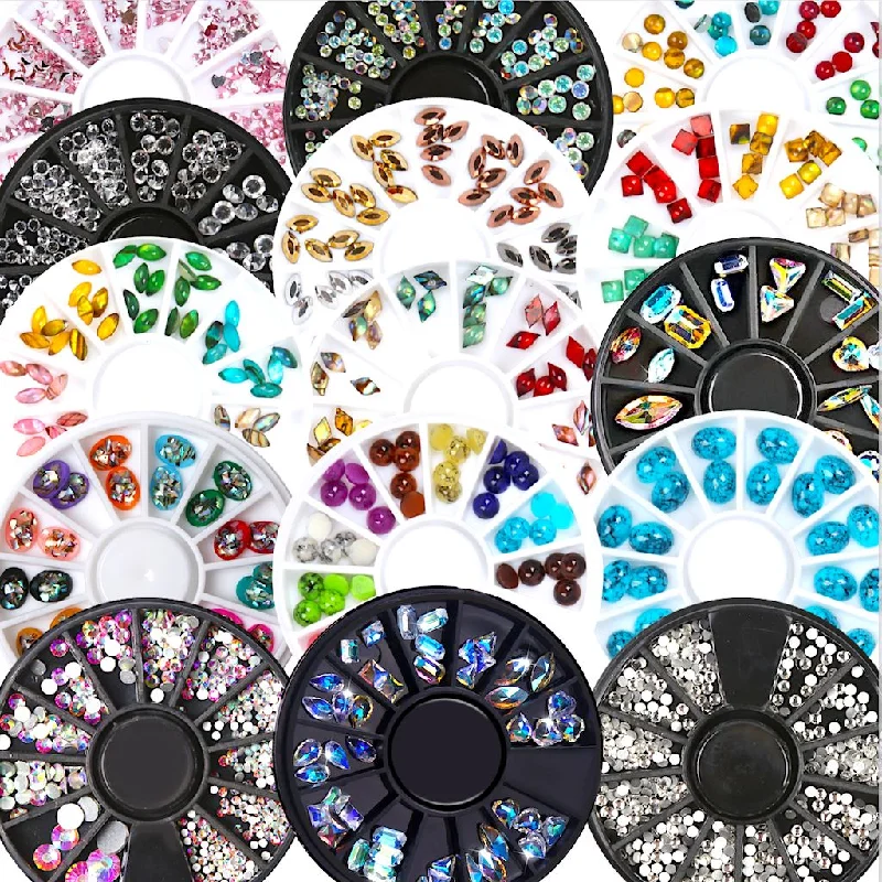 Nail rhinestone pop-off hacks-Crystals, Stones & Blings Nail Art Rhinestones Wheel