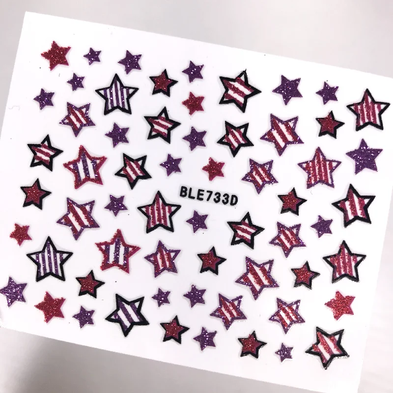 Nail art decoration spark-Red & Purple Star Stickers